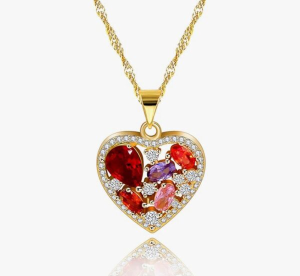 Uloveido Fashion Cubic Zirconia Crystal Heart Pendant Necklace Wedding Gold Plated Y1075