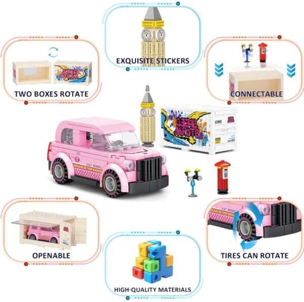 Pink Car Multi-Model Building Block Kit for Boys and Girls.Top STEM Construction Toys.Cute Building Block Sets Suitable for Kids Aged 6-10.Idea Building Gifts for Kids