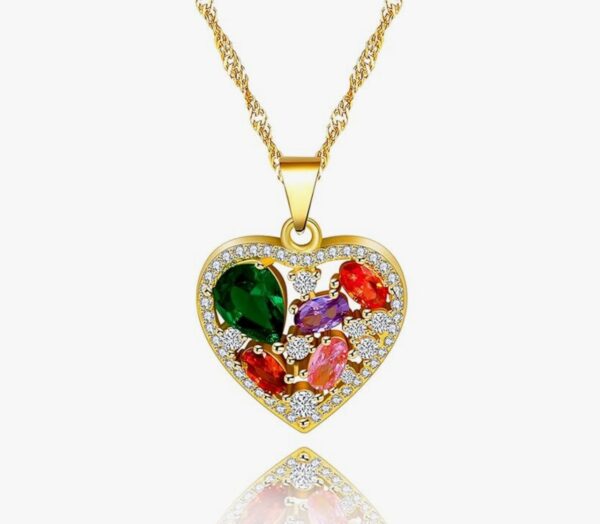 Uloveido Fashion Cubic Zirconia Crystal Heart Pendant Necklace Wedding Gold Plated Y1075