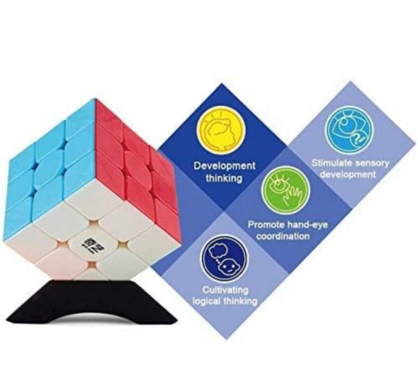 QY Toys Warrior W Speed Cube 3x3- Stickerless Magic Cube 3x3x3 Puzzles Toys (56mm), The Most Educational Toy to Effectively Improve Your Child's Concentration, responsiveness and Memory