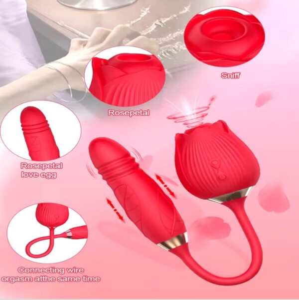 Vibrator for Women Dildo Sex Toys Rose Sucking Thrusting Vibrating Clit Sucker Nipple Clitoris Stimulation Female for Adults 18+