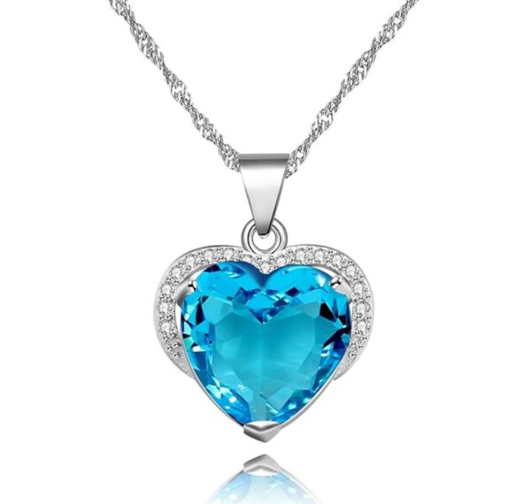 Uloveido Crystal Heart Pendant Necklace Wedding Promise Jewelry Women DZ006