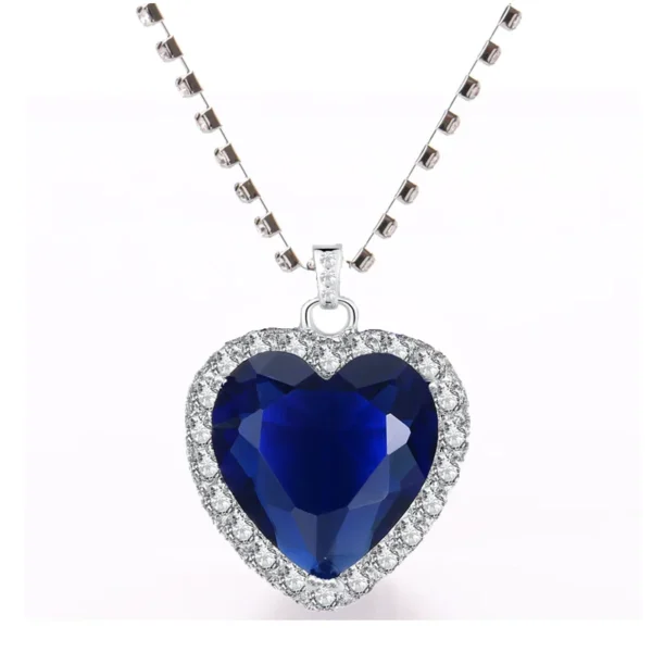 Titanic Heart of Ocean Necklaces for Women Peach Heart Blue Crystal Zircon Jewelry Sets Female Wedding Engagement Jewelry
