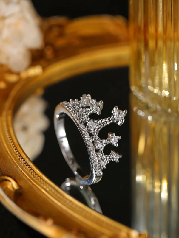 Gift Box Queen Crown Rhinestone Silver Ring, Fashionable Jewelry Rings for Women, Suitable for Wedding, Valentine'S Day and Mother'S Day Gifts,Mom,Mother,Mother'S Day,Gift