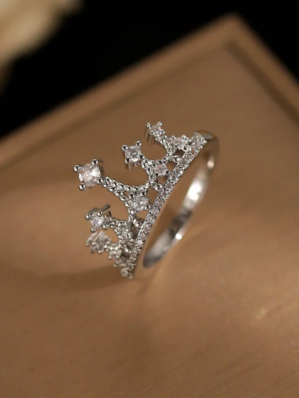 Gift Box Queen Crown Rhinestone Silver Ring, Fashionable Jewelry Rings for Women, Suitable for Wedding, Valentine'S Day and Mother'S Day Gifts,Mom,Mother,Mother'S Day,Gift
