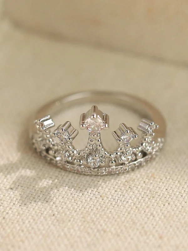 Gift Box Queen Crown Rhinestone Silver Ring, Fashionable Jewelry Rings for Women, Suitable for Wedding, Valentine'S Day and Mother'S Day Gifts,Mom,Mother,Mother'S Day,Gift