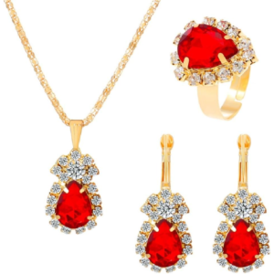 Sparkling Rhinestone Ladies Gifts Bride Silver Bridal Necklace Earrings Ring Set Crystal Wedding Jewelry Set Rhinestone Choker Necklace for Women (Set of 3)