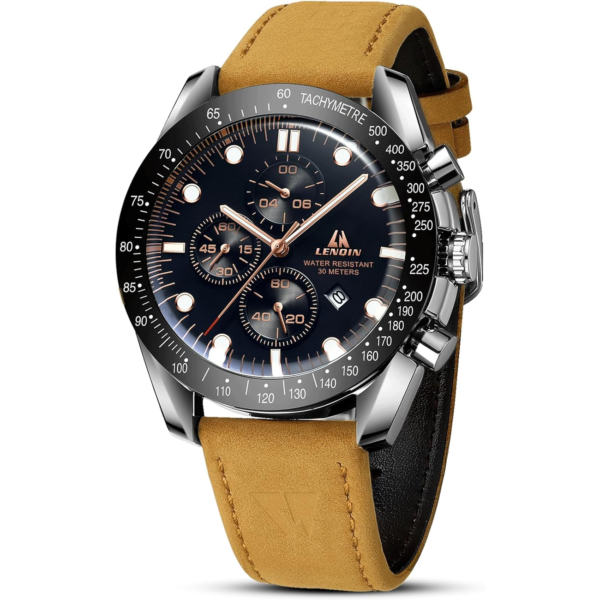Mens Watches Leather Watch Analog Quartz Watches for Men 30M Waterproof Men'S Wrist Watches Luminous Luxury Fashion Business Casual Watches with Date