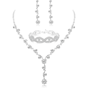 Rhinestone Bridesmaid Jewelry Sets for Women Necklace and Earring Set for Wedding with Crystal Bracelet