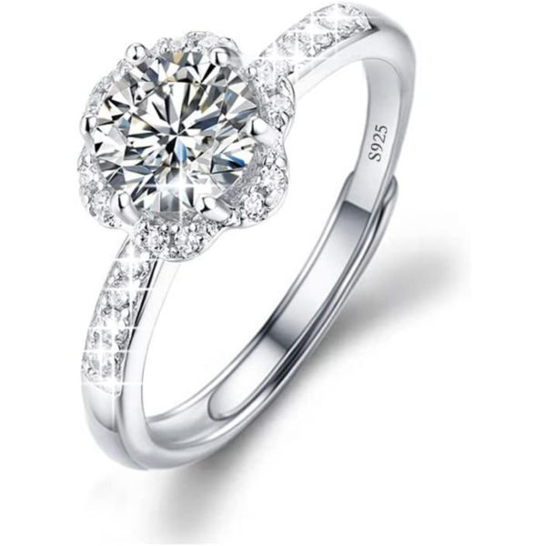 925Silver Moissanite Adjustable Engagement Ring, Promise Eternity Ring for Women,Wedding Rings,Jewelry Gift,Friendship Promise Fashion Jewelry Valentine Gifts for Women