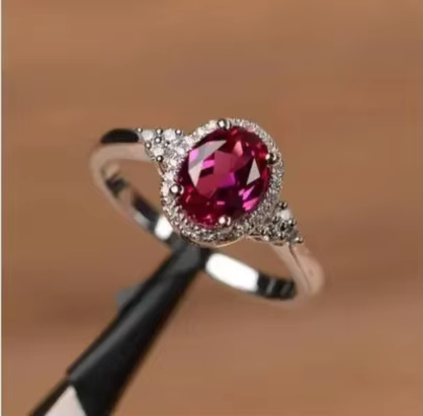 Trendy Sterling Sparkling Red Heart Stackable Ring Micro Pave Crystal CZ for Women Valentine'S Day Fashion Jewelry