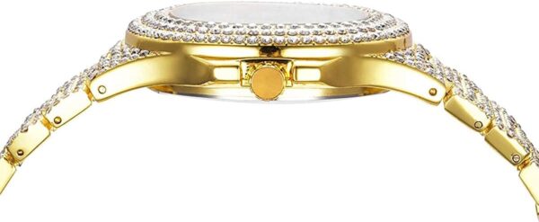 Men'S/Womens Unisex Crystal Watch Full Bling Iced-Out Cuban Watch Oblong Silver/Gold Wristwatch Hip-Hop Stainless Steel Bracelet Watch