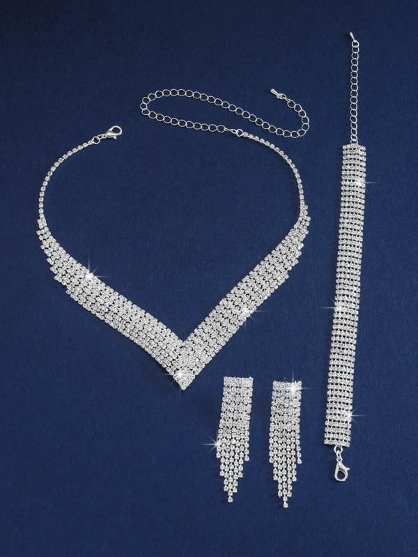 Fashion Bridal Jewelry Set, Including Necklaces, Earrings, Bracelets - Suitable for Women'S Daily Wear, Weddings, Parties, Etc.