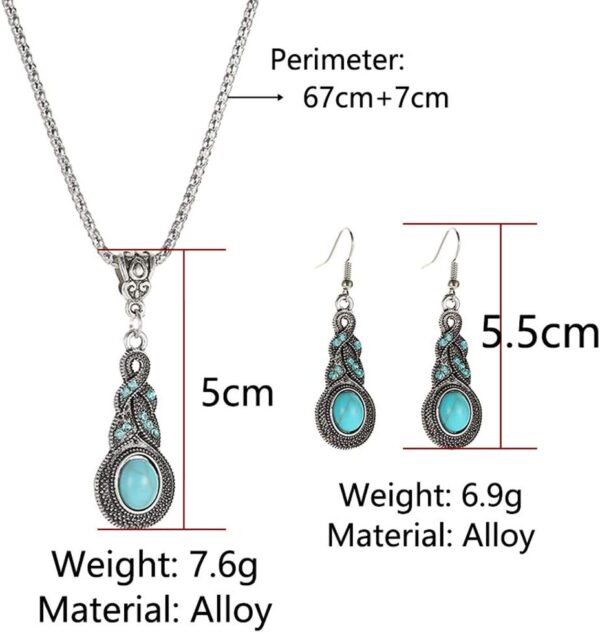 Western Jewelry for Women Green Earrings Irish Dangle Drop Shaped Boho Turquoise Emerald Necklace and Earrings Set St. Patrick'S Day