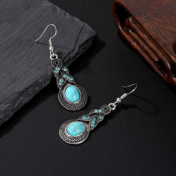 Western Jewelry for Women Green Earrings Irish Dangle Drop Shaped Boho Turquoise Emerald Necklace and Earrings Set St. Patrick'S Day
