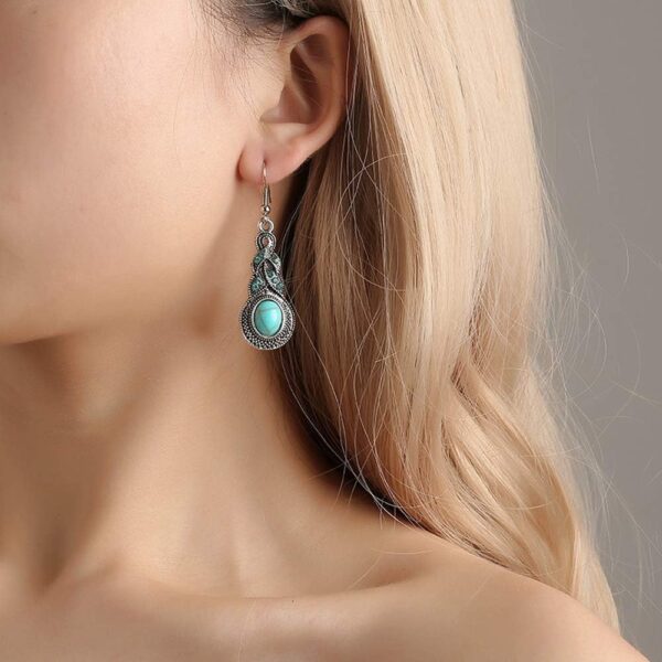 Western Jewelry for Women Green Earrings Irish Dangle Drop Shaped Boho Turquoise Emerald Necklace and Earrings Set St. Patrick'S Day