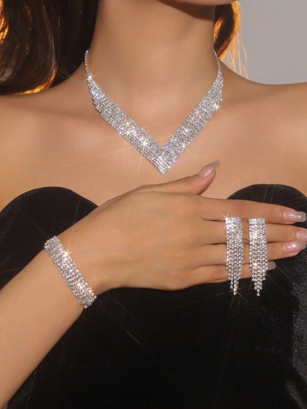 Fashion Bridal Jewelry Set, Including Necklaces, Earrings, Bracelets - Suitable for Women'S Daily Wear, Weddings, Parties, Etc.