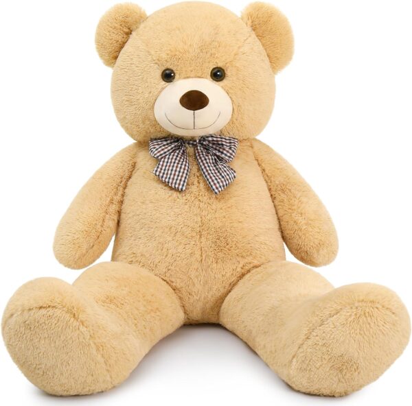 Giant Big Teddy Bear 4 Feet 47 Inch Life Size Tan Plush Bear Brown Stuffed Animal for Children Boyfriend