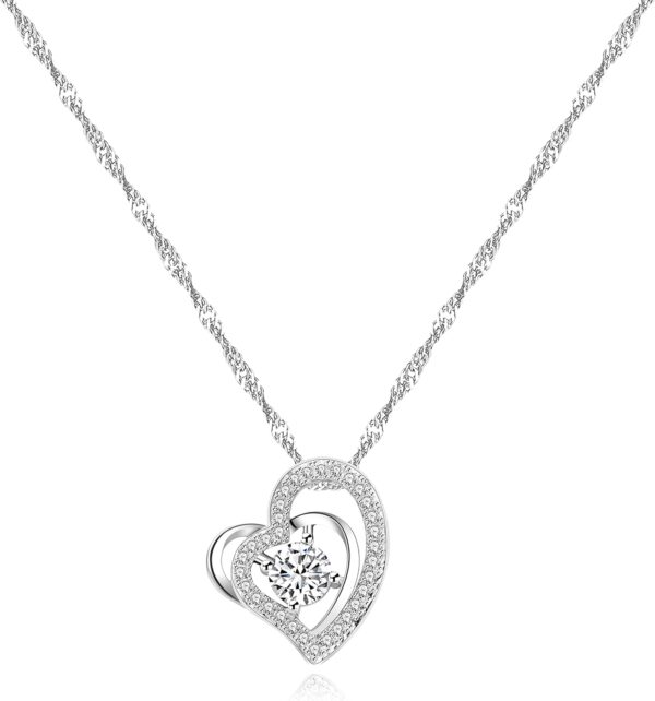 Platinum Plated Crystal Love Heart Infinity Necklace Mother'S Day Valentine’S Day Jewelry Gifts for Women