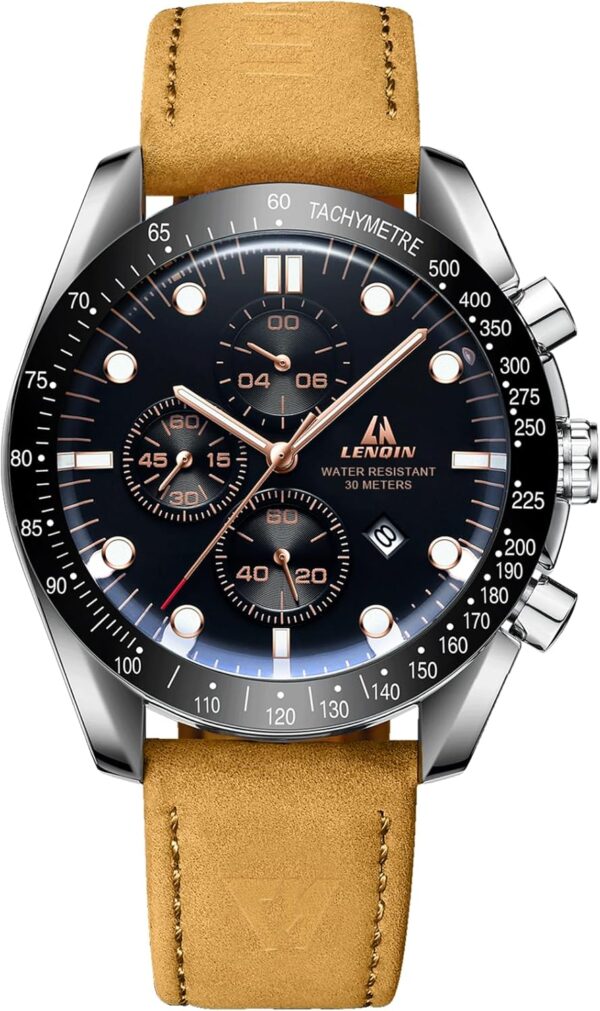 Mens Watches Leather Watch Analog Quartz Watches for Men 30M Waterproof Men'S Wrist Watches Luminous Luxury Fashion Business Casual Watches with Date