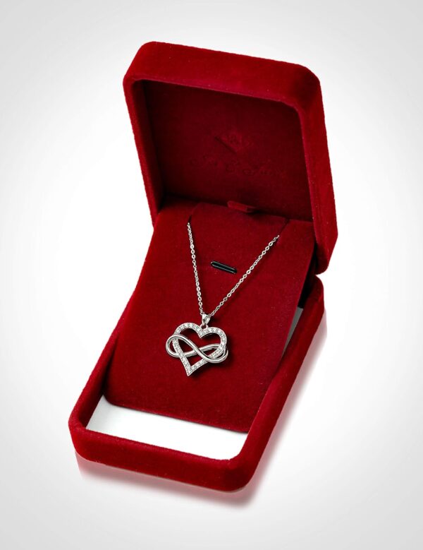 Infinity Heart Necklace for Women, Love Heart Pendant with Cubic Zirconia and Infinity Necklace, 925 Sterling Silver Heart Necklace for Girlfriend