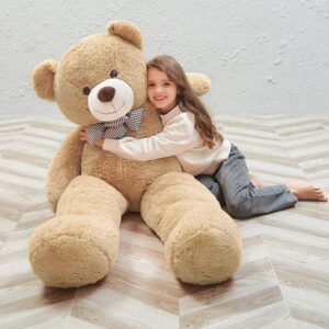 Giant Big Teddy Bear 4 Feet 47 Inch Life Size Tan Plush Bear Brown Stuffed Animal for Children Boyfriend