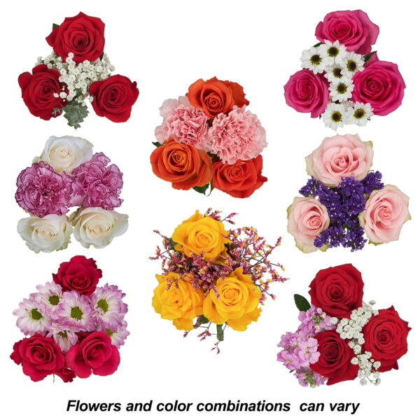 Valentine'S Day Mini Rose plus Bouquet, Fresh-Cut Flowers, 6 Stems, Colors Vary