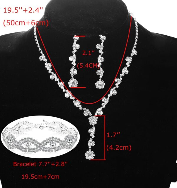 Rhinestone Bridesmaid Jewelry Sets for Women Necklace and Earring Set for Wedding with Crystal Bracelet