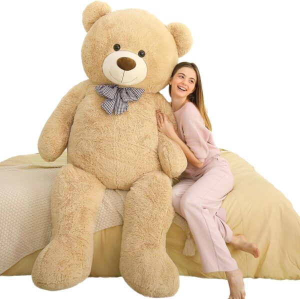 Giant Big Teddy Bear 4 Feet 47 Inch Life Size Tan Plush Bear Brown Stuffed Animal for Children Boyfriend