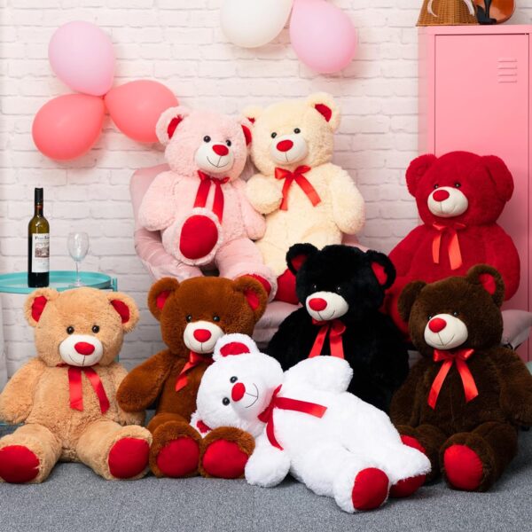 Big Teddy Bear Stuffed Animal Giant Teddy Bear Plush with Red Ribbon Bow Valentine'S Day Plush Toy Gift for Girlfriend Bride 36 Inch Black