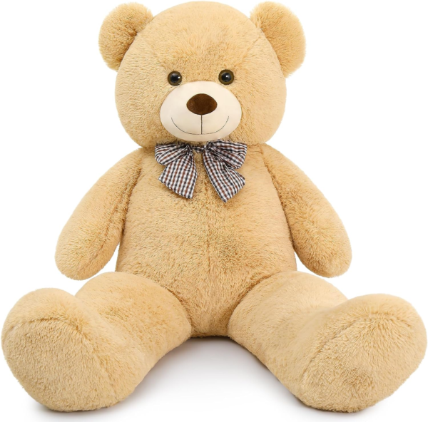 Giant Big Teddy Bear 4 Feet 47 Inch Life Size Tan Plush Bear Brown Stuffed Animal for Children Boyfriend