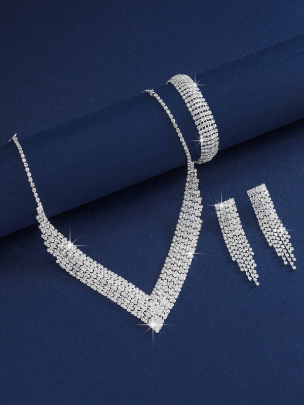 Fashion Bridal Jewelry Set, Including Necklaces, Earrings, Bracelets - Suitable for Women'S Daily Wear, Weddings, Parties, Etc.