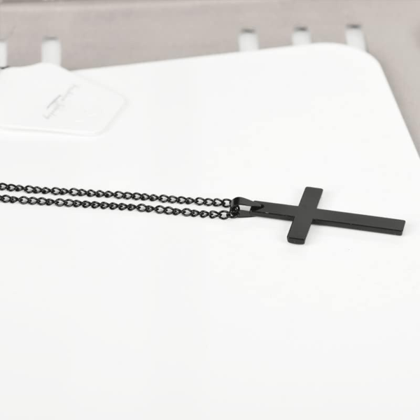 Black Cross Pendant Necklace for Men Boys, Christian Cross Chain Necklace for Men Stainless Steel Cross Necklaces