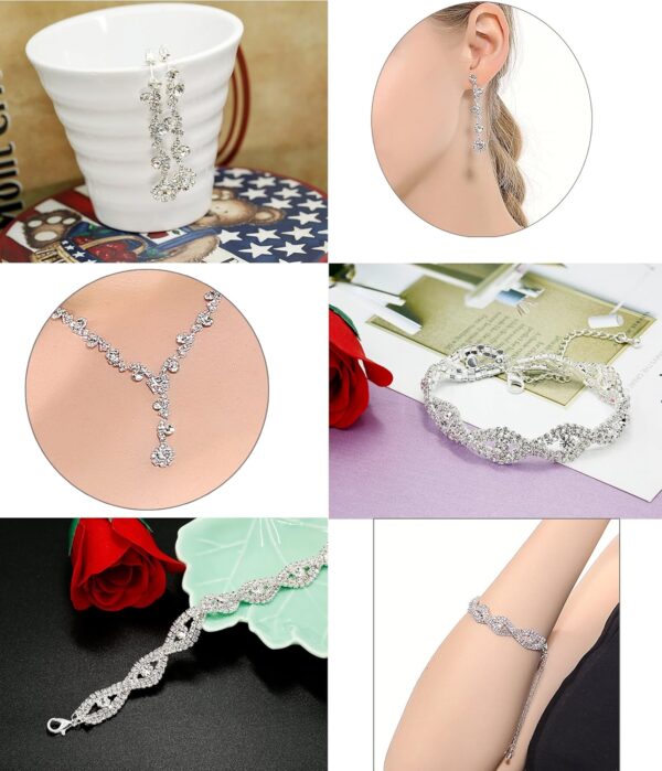 Rhinestone Bridesmaid Jewelry Sets for Women Necklace and Earring Set for Wedding with Crystal Bracelet