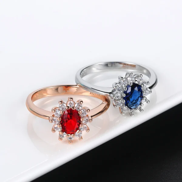 Ring for Women Red Crystal Elegant Engagement Wedding Ring Rose Gold Color Austrian Crystals Fashion Jewelry ZYR187