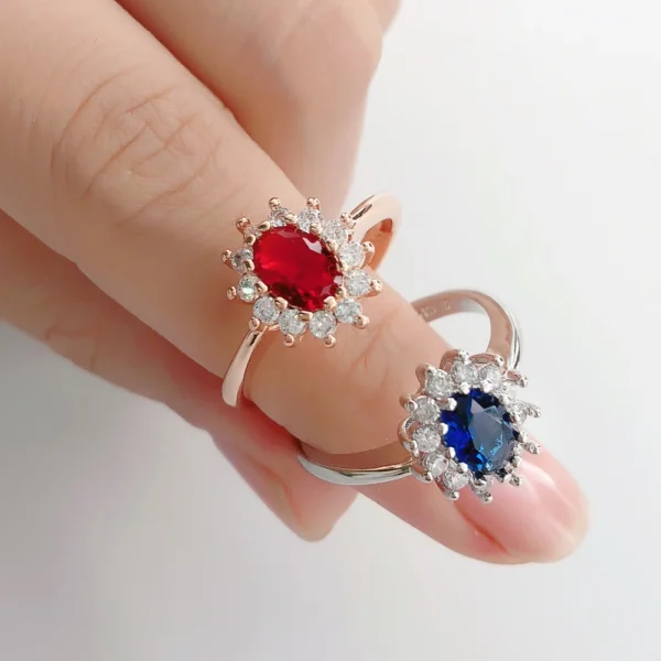 Ring for Women Red Crystal Elegant Engagement Wedding Ring Rose Gold Color Austrian Crystals Fashion Jewelry ZYR187