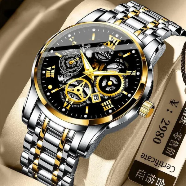 Watch for Men Trendy High End Light Luxury Versatile Quartz Wristwatches Waterproof Roman Hollow Male'S Clock Watch