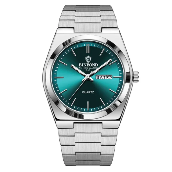 Men Watch Light Luxury Brand Stainless Steel Double Calendar Waterproof Male Business Leisure Fashion Quartz Clock Watches