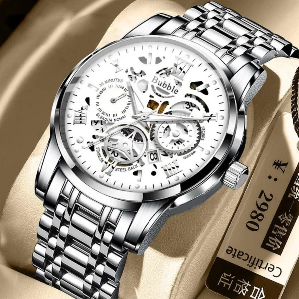 Watch for Men Trendy High End Light Luxury Versatile Quartz Wristwatches Waterproof Roman Hollow Male'S Clock Watch