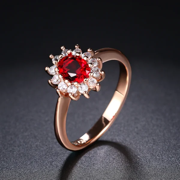 Ring for Women Red Crystal Elegant Engagement Wedding Ring Rose Gold Color Austrian Crystals Fashion Jewelry ZYR187