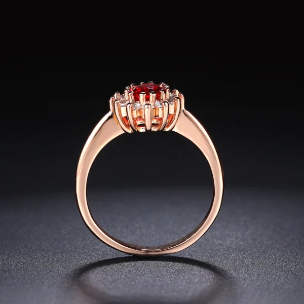 Ring for Women Red Crystal Elegant Engagement Wedding Ring Rose Gold Color Austrian Crystals Fashion Jewelry ZYR187
