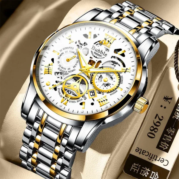 Watch for Men Trendy High End Light Luxury Versatile Quartz Wristwatches Waterproof Roman Hollow Male'S Clock Watch