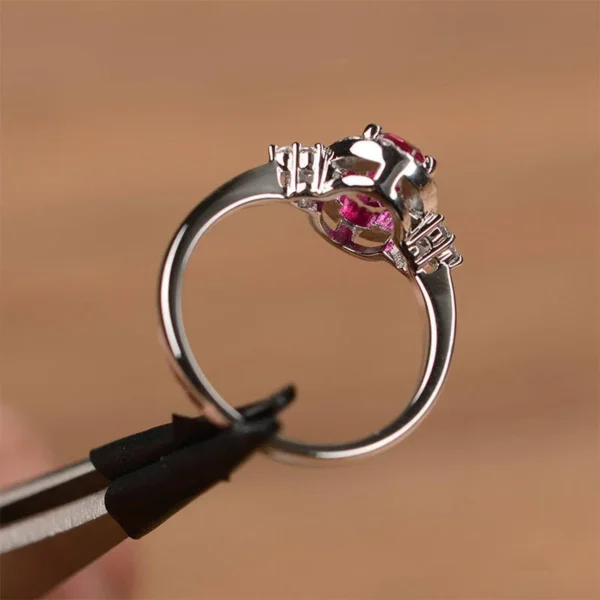 Trendy Sterling Sparkling Red Heart Stackable Ring Micro Pave Crystal CZ for Women Valentine'S Day Fashion Jewelry