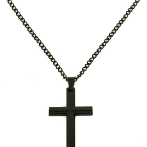Black Cross Pendant Necklace for Men Boys, Christian Cross Chain Necklace for Men Stainless Steel Cross Necklaces