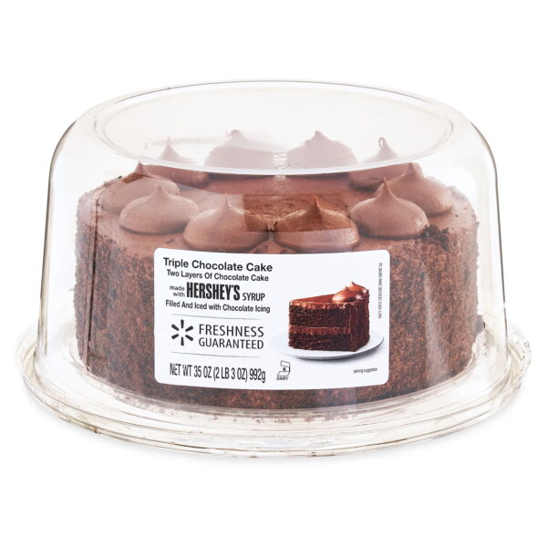 Triple Chocolate Cake, 35 Ounces, Refrigerated, Base and Dome