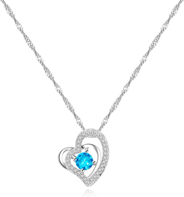 Platinum Plated Crystal Love Heart Infinity Necklace Mother'S Day Valentine’S Day Jewelry Gifts for Women
