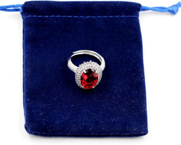 Simulated Ruby Birthstone Oval Rings Red Cubic Zirconia Engagement Wedding Ring Women Adjustable Open Size Y664 (Red)
