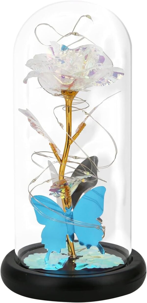 Birthday Gifts for Women,Rose Gifts for Her/Mom/Wife,Eternal Rose Artificial Flower in Glass Dome,Rose Flower Gifts for New Year/Anniversary/Thanksgiving/Valentine'S Day,Rose with Butterfly