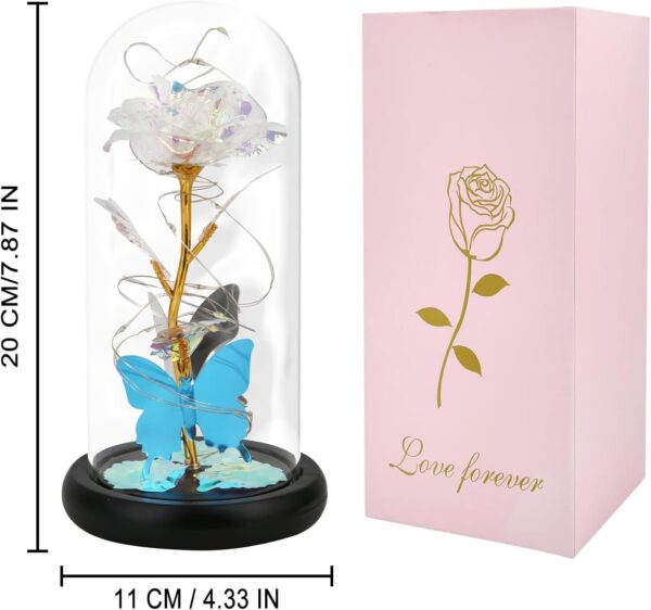 Birthday Gifts for Women,Rose Gifts for Her/Mom/Wife,Eternal Rose Artificial Flower in Glass Dome,Rose Flower Gifts for New Year/Anniversary/Thanksgiving/Valentine'S Day,Rose with Butterfly