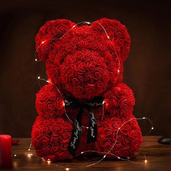 Rose Bear with Transparent Gift Box & Black Ribbon Rose Petals Teddy Bear Presents for Women, Mother'S Day, Artificial Flowers Rose Bear for Her, for Girlfriend and "Just for You" Valentines Gifts
